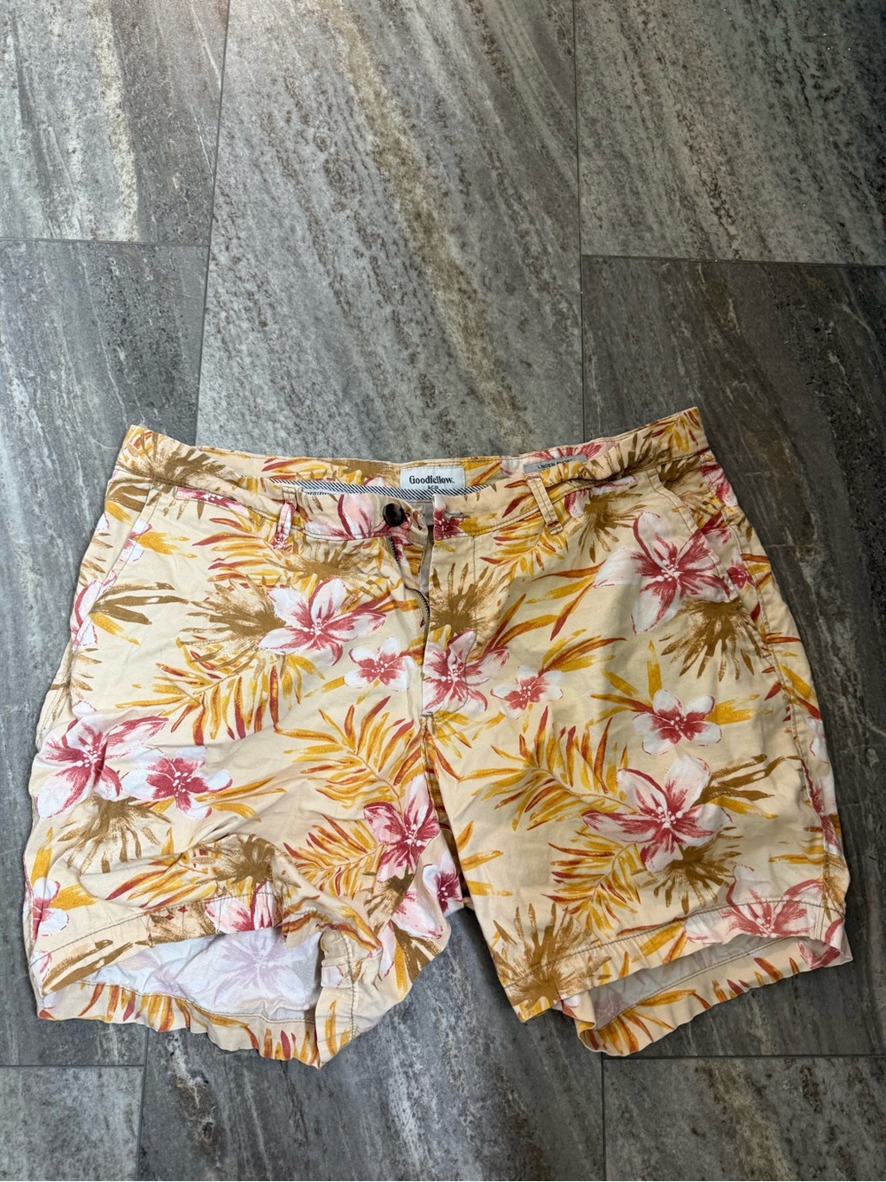 Goodfellow & Co. Floral Linen-Blend Shorts in Yellow and Pink